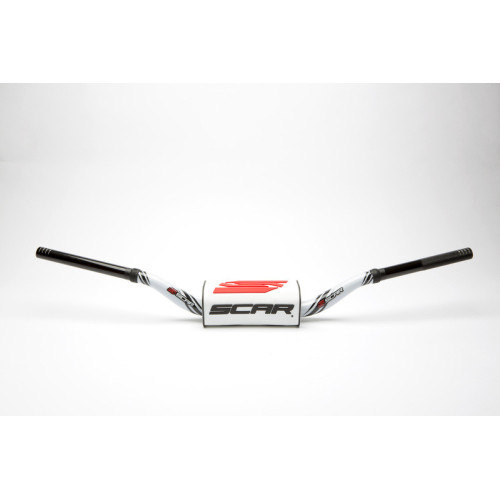 Manillar SCAR O² Color Stewart/Villopoto Ø28,6mm - Blanco / Protector blanco