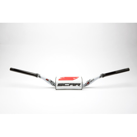 Manillar SCAR O² Color Stewart/Villopoto Ø28,6mm - Blanco / Protector blanco