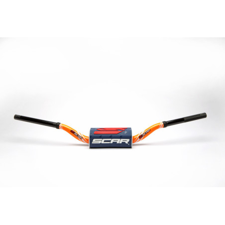 Manillar SCAR O² Color McGrath/Short Ø28,6mm - Naranja / Protector azul oscuro