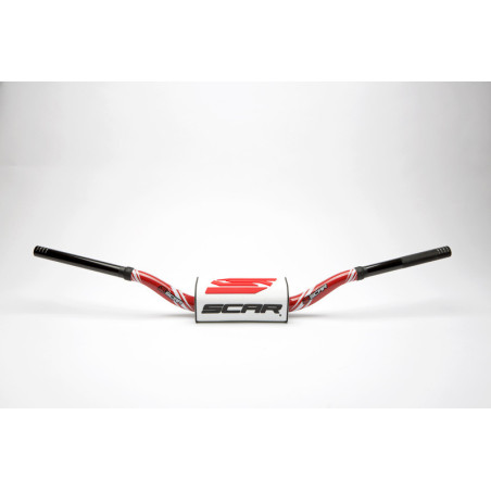 Manillar SCAR O² Color McGrath/Short Ø28,6mm - Rojo / Protector blanco