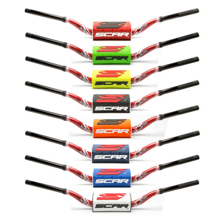 Manillar SCAR O² Color McGrath/Short Ø28,6mm - Rojo / Protector blanco