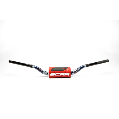 Manillar SCAR O² Color Yamaha YZ/YZF Ø28,6mm - Azul oscuro / Protector rojo