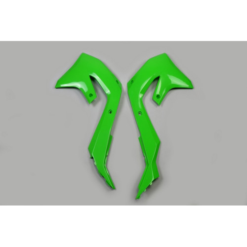 Plásticos laterales de radiador UFO verde Kawasaki KX450