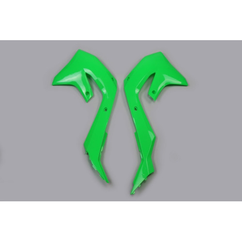 Plásticos laterales de radiador UFO verde neon Kawasaki KX450
