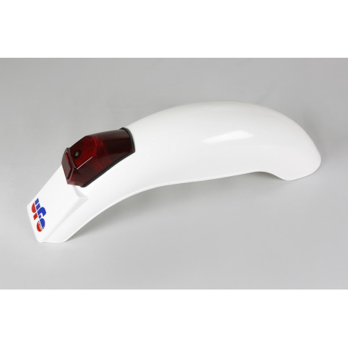 Guardabarros trasero universal UFO enduro con luz 50cc-80cc-125cc (1975-1979) blanco ME08025-W