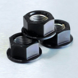 Tuerca de corona aluminio PRO-BOLT taladrada M12 x 12mm (paso 1,25mm) - Negro