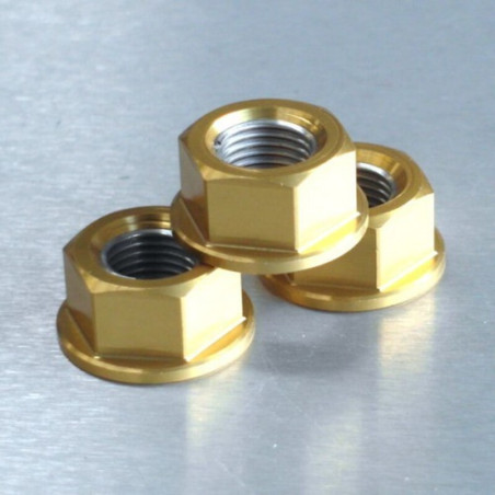 Tuerca de corona aluminio PRO-BOLT taladrada M12 x 12mm (paso 1,25mm) - Oro
