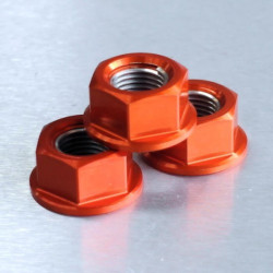Tuerca de corona aluminio PRO-BOLT taladrada M12 x 12mm (paso 1,25mm) - Naranja