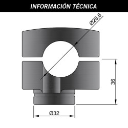 Torreta sujecion manillar negra mate exc V PARTS 2