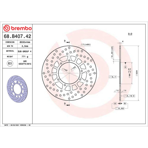 Disco de freno BREMBO Serie Oro redondo fijo