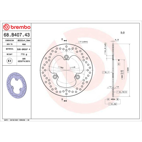 Disco de freno BREMBO Serie Oro redondo fijo