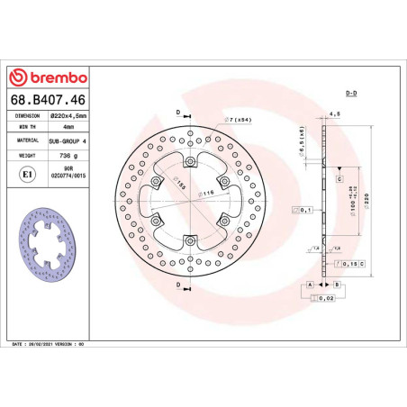 Disco de freno BREMBO Serie Oro redondo fijo