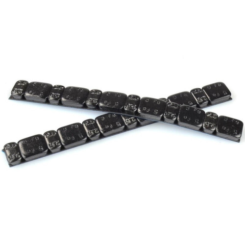 Caja de 50 tiras de 45gr de contrapesos adhesivos llanta color negro