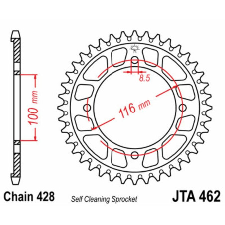 JT Chain Kit 428HDR 13/51 Reinforced - Ultra-Light Self-Cleaning Rear Sprocket