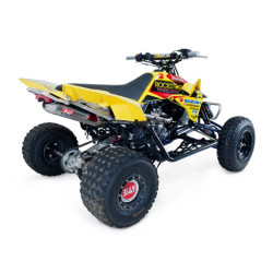 Linea completa escape Yoshimura Signature RS-5, acero inox, Silencioso de aluminio, Suzuki LT-R450 2