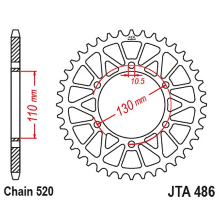 JT Chain kit 520 X1R3 - 14/43-106 - Alu Standard Rear Sprocket