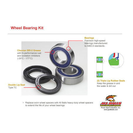 Kit All Balls de rodamientos y retenes de rueda delantera/trasera Yamaha YFZ450