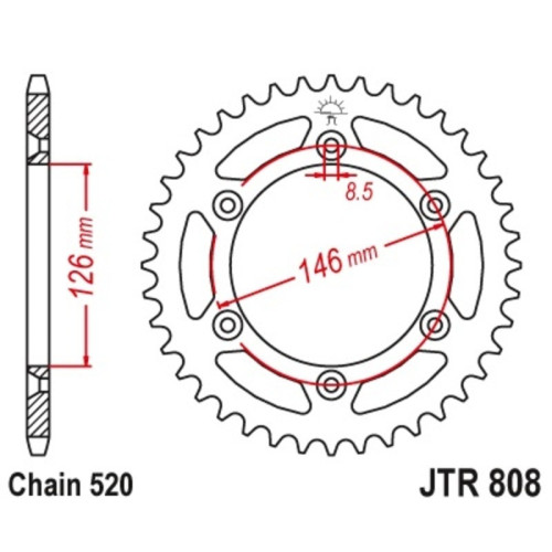 JT Chain Kit 520X1R 13/50 Reinforced - Standard Rear Sprocket
