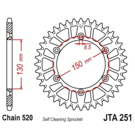 JT Chain Kit 520HDS 13/48 Super-Reinforced - Ultra-Light Self-Cleaning Rear Sprocket