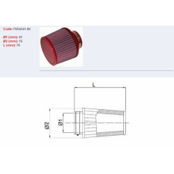 Filtro de aire BMC universal cónico Ø41mm x 60mm