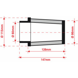 Filtro de aire BMC universal cónico Ø60mm x 128mm 2