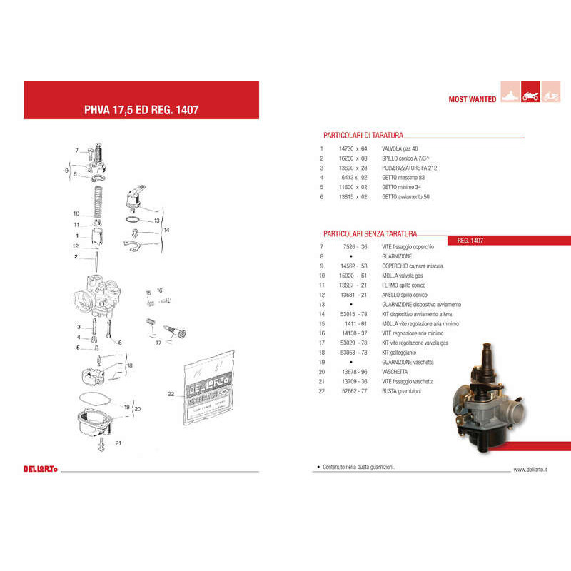 Carburador DELLORTO PHVA 17,5 Minarelli AM6 - starter manual
