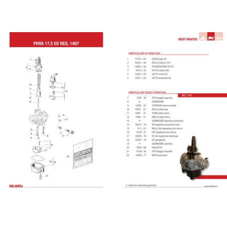 Carburador DELLORTO PHVA 17,5 Minarelli AM6 - starter manual