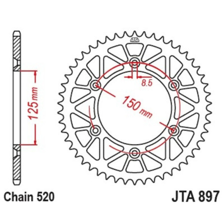 Kit de cadena JT 520HDS 14/50 Super-Reforzado - corona ultraligero autolimpiable
