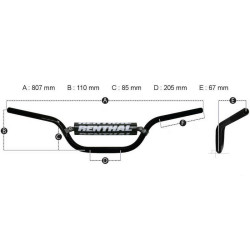 Manillar Renthal motocross alto Button negro con protector negro 764-01-BK-01-185 2