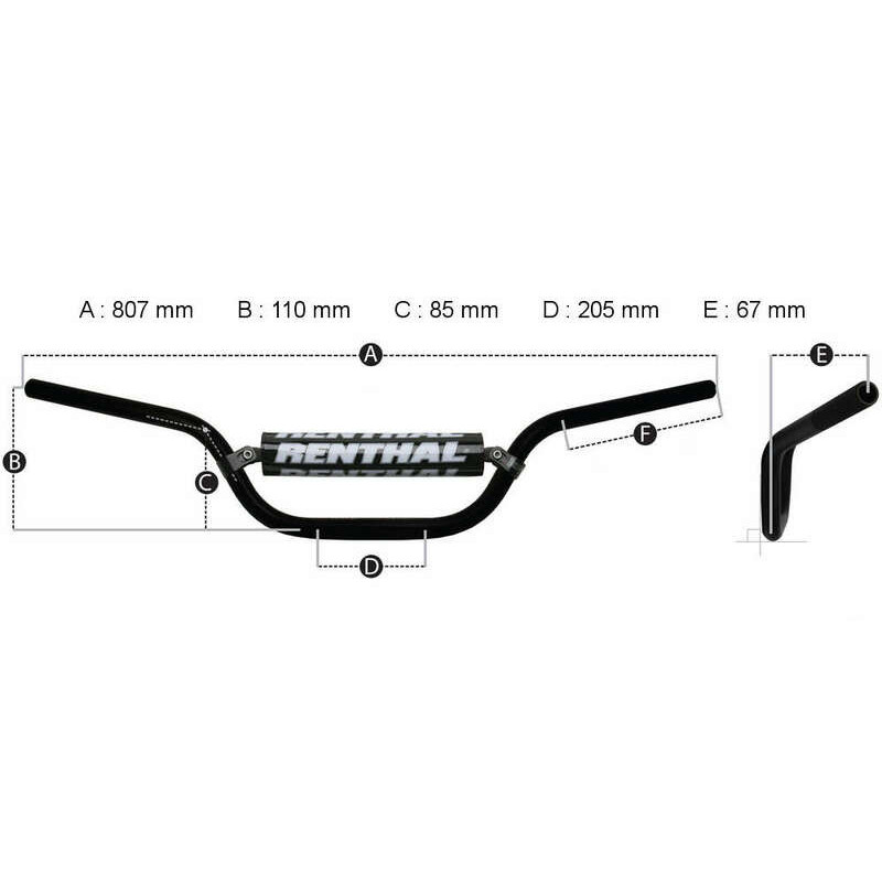 Manillar Renthal motocross alto Button negro con protector negro 764-01-BK-01-185