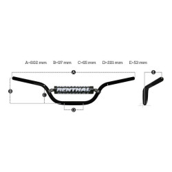 Manillar Renthal motocross Carmichel rojo con protector negro 971-08-RD-01-185 2