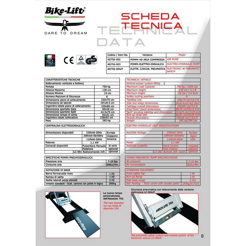 Elevador de taller Bike-Lift Absolute 756 Split - AS756-003