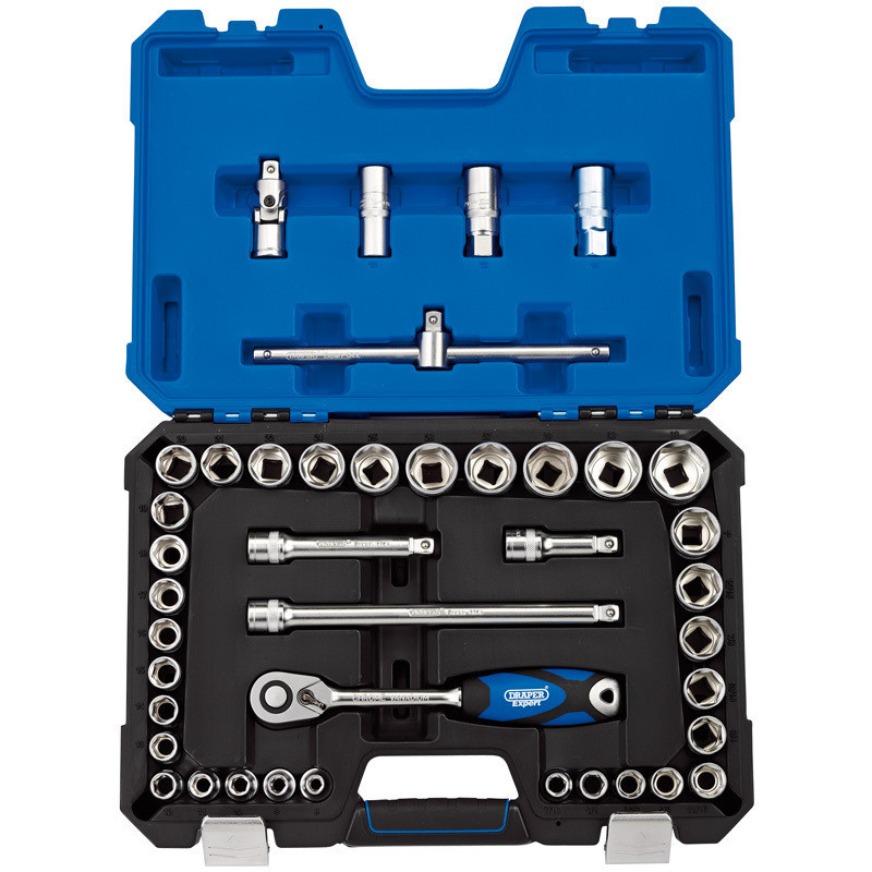 Kit de 41 uds de Vasos & llaves carraca métrica & pulgada 1/2'' DRAPER