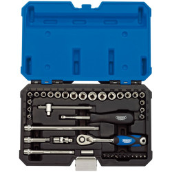 Kit de 40 uds de Vasos & llaves carraca métrica & pulgada 1/4'' DRAPER