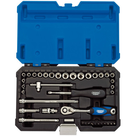 Kit de 40 uds de Vasos & llaves carraca métrica & pulgada 1/4'' DRAPER