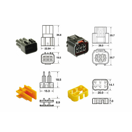 Juego de conectores 6 vias Series 090 FRKW BIHR tipo original - 5 Juegos completo