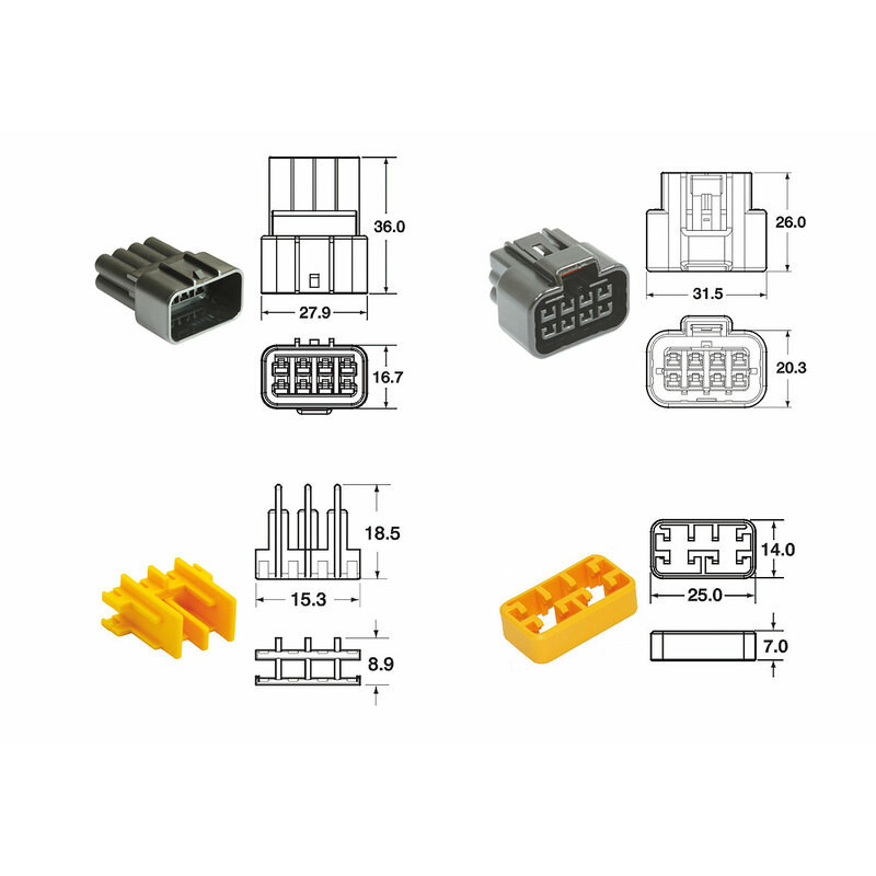 Juego de conectores 8 vias Series 090 FRKW BIHR tipo original - 5 Juegos completo