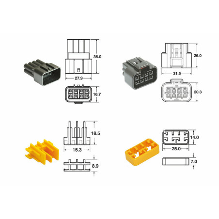 Juego de conectores 8 vias Series 090 FRKW BIHR tipo original - 5 Juegos completo