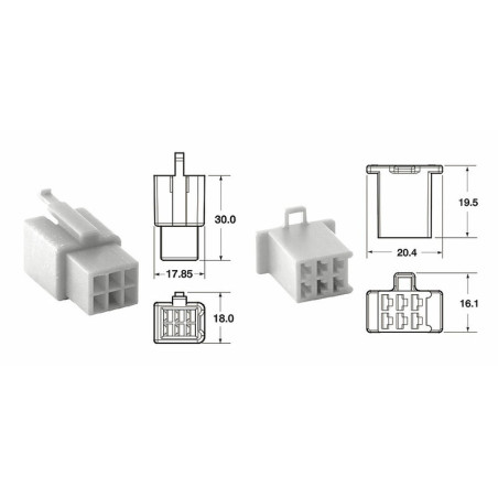 Juego de conectores 6 vias 110 ML BIHR tipo original Ø0,5mm²/0,85mm² - 5 Juegos completo