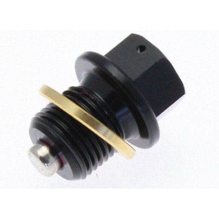 Tapón de vaciado de aceite TECNIUM magnético alu negro M16 x 1,50 x 14