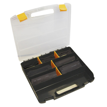 Maleta de 119 manguitos de tubo termorretráctil Ø3,2mm 10cm negro