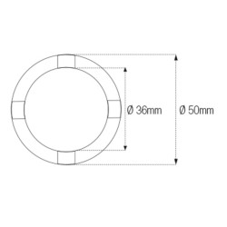 Vaso almenado cilíndrico para columna de dirección JMP Øint36mm /Øext50mm 4 muescas 2