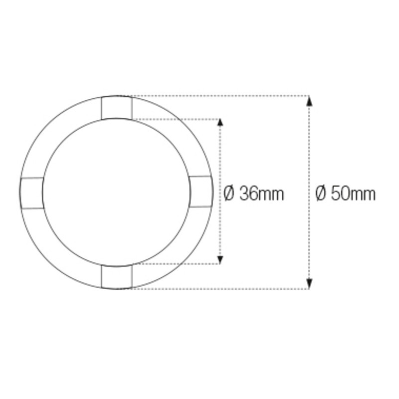 Vaso almenado cilíndrico para columna de dirección JMP Øint36mm /Øext50mm 4 muescas