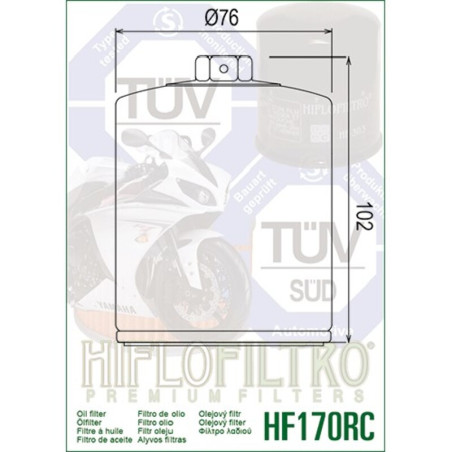 Filtro de aceite HIFLOFILTRO Performance chrome - HF170CRC