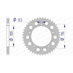 Corona AFAM aluminio 17100 - Paso 420