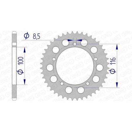 Corona AFAM aluminio 17100 - Paso 420