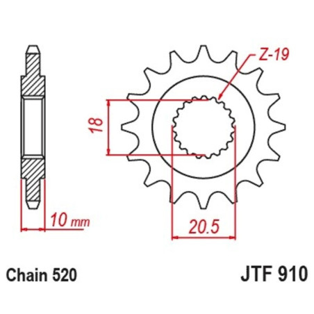 Kit de cadena JT/JT 520X1R 14/46 standard - corona standard