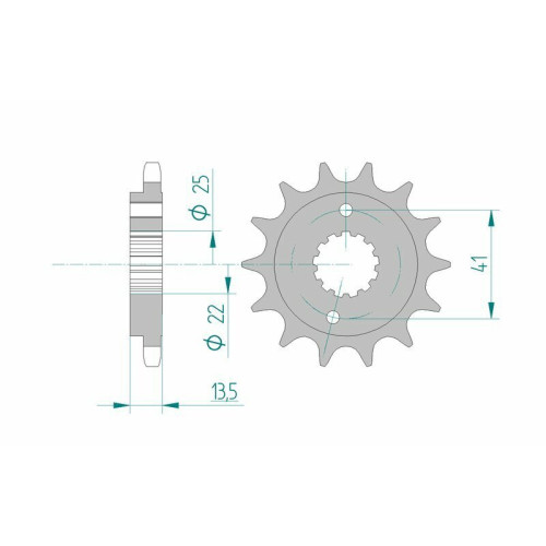Kit de cadena AFAM 525XMR3 14/47 Standard - corona Standard 10502