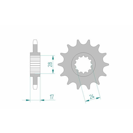 Kit de cadena AFAM 525XMR3 14/42 Standard - corona Standard 10613
