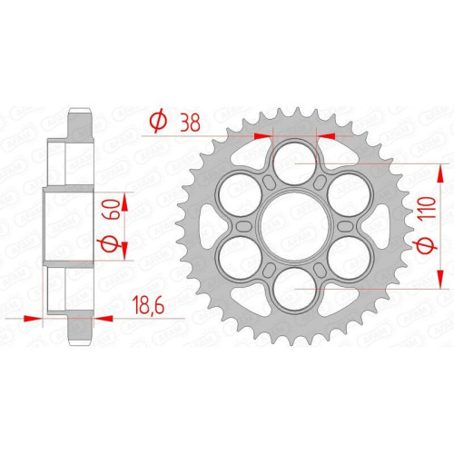 Kit de cadena AFAM 530XHR2 14/40 Super-Reforzado - corona Standard 50900
